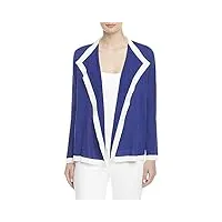 anne klein women's colorblock drape front cardigan, magritte blue/nyc white, xl