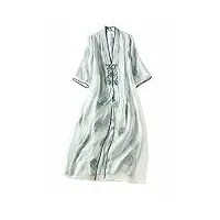 hangerfeng everyday dress 2353 robe longue en organdi en soie avec broderie chinoise - blanc - m/l