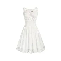 grace karin robe plissée en dentelles sans manche femme vintage de soirée cocktail bal années 1950s style blanc xl -2