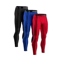 athlio lot de 2 ou 3 pantalons de compression pour homme - collants de course à pied, leggings d'entraînement - cool dry - sous-vêtement de sport technique