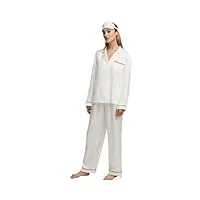 karl lagerfeld femme coffret pyjama satin, blanc cassé, s
