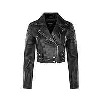 infinity leather veste courte pour dames noir body court top gothique chic motard veste en cuir véritable xs