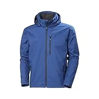 helly hansen crew hooded jacket veste de pluie coupe-vent imperméable avec doublure en polaire, bleu, xxl homme