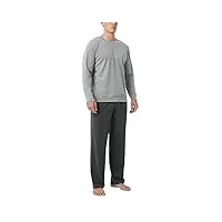 lapasa ensemble de pyjama homme haut et pantalon polycoton uni doux et léger m100 haut gris clair + pantalon gris foncé l
