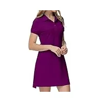 mofiz robe femme Été coton robe de polo manches courtes sport respirant tennis golf dress violet xxl