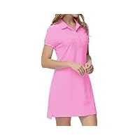 mofiz robe femme Été coton robe de polo manches courtes sport respirant tennis golf dress rose l