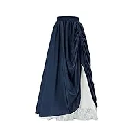 scarlet darkness femme jupe renaissance vintage taille elastique jupe trapèze jupe médiévale taille elastique xl bleu marine 34s21-4