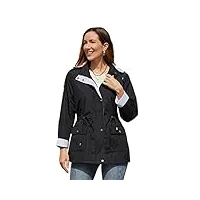 yffushi femme veste de pluie mi-longue manteau imperméable coupe-vent slim fit à capuche amovible veste d'extérieur