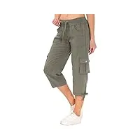jinshi pantalons femme pantacourt cargo d'été 3/4 long capri pantalon avec plusieurs poches gris kaki l