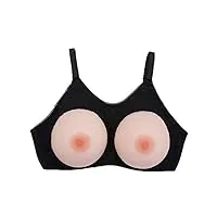 silicone seins formes seins artificiels silicone set avec soutien-gorge, des bretelles réglables pour mariage, vie quotidienne, bikinis (color : black, taille : hh)