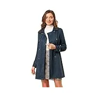allegra k trench-coat à double boutonnage en faux suède avec ceinture manteau pour femmes costume d'halloween bleu foncé m