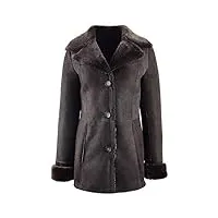 house of leather manteau en peau de mouton véritable pour femme - longueur moyenne - style classique - marron tamy, marron, 48