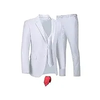 furuyal ensemble de costume 3 pièces pour homme, coupe ajustée, deux boutons pour mariage, affaires, smoking solide, veste, gilet, pantalon avec cravate, blanc, taille xl