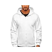 bolf homme sweat-shirt a capuche avec fermeture eclair hoodie sweat zippe manches longues temps libre sport fitness outdoor basic casual style 2008 blanc xl [1a1]
