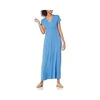 amazon essentials robe longue cintrée (disponible en grande taille) femme, bleu, xxl