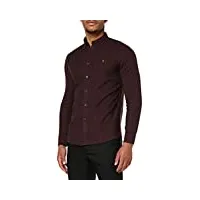farah steen slim fit brushed cotton shirt chemise, rouge, m homme