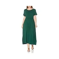 amazon essentials robe longue cintrée À manches courtes (grandes tailles disponibles) femme, vert jade, 3xl grande taille
