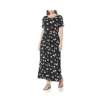 amazon essentials robe longue cintrée À manches courtes (grandes tailles disponibles) femme, noir graphic, 4xl grande taille