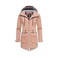 marikoo ulissaa manteau softshell imperméable pour femme veste d'extérieur veste demi-saison parka à capuche, rose, xl