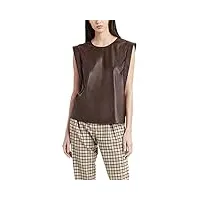 bcbgmaxazria faux leather tank with relaxed fit t-shirt à manches longues pour cami, chocolat, m femme