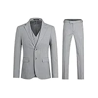 allthemen costume homme 3 pièces mariage à carreaux blazer casual slim fit ajusté veste pour d'affaires #629 gris l