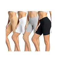 wirarpa anti frottement cuisse femme short sous robe panty coton shorty lot de 4 multicolore-noir/blanc/gris/beige,taille 3xl
