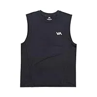 rvca t-shirt musculaire pour homme coupe droite, aération sport / noir, taille xl