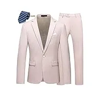 mogu costume 2 pièces pour homme coupe ajustée avec un bouton à encoche pour bal de fin d'année (veste + pantalon), beige, 44