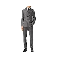 gris 3 pièce double boutonnage fines rayures costume blazer vintage retro gilet pantalon homme [suit-george-7a6618-3-grey-46eu]