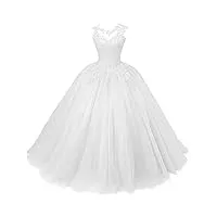 xinaier robe de soirée élégante en tulle pour femme - robe de bal de fin d'année, robe de fête, blanc., 34
