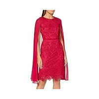 gina bacconi women's lace dress with chiffon cape robe de cocktail, rose/red, 26 femme