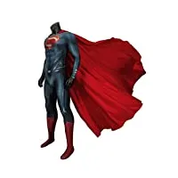 costume de cosplay pour adultes de super-héros avec cape, corps de superman steel cos body-enfant permet vêtements combinaisons 3d luxe spandex oneies,blue-l(175~180)