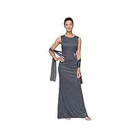 s.l. fashions long sleeveless dress with embellished waist and shawl robe pour une occasion spéciale, smoke petite, 42 fr/small femme