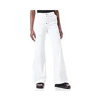 moschino gabardine lyocell avec boutons pression multicolores pantalons, blanc optique, 50 femme