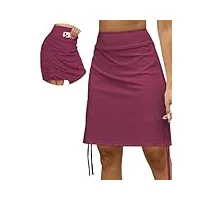 cakulo jupe-short d'été modeste, longueur genou, jupe décontractée pour femme, tendance, athlétique, tennis, golf, 50,8 cm, poche de jupe, rose rouge, taille m