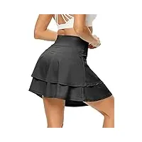woweny jupe short de tennis pour femme, jupes de golf mini tennis skirt courtes skort short avec poches grande taille légère elastique casual activité sport jogging fitness noir xxl