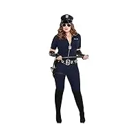 amscan 8407478 stop traffic costume d'officier de police pour femme plus xxxl (50-52) | 1 ensemble, bleu marine