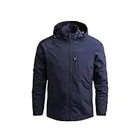 minetom hommes veste de randonnée imperméables softshell coupe-vent outdoor printemps automne sportif manteau avec capuche a bleu l
