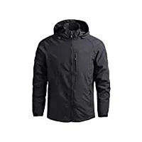 minetom hommes veste de randonnée imperméables softshell coupe-vent outdoor printemps automne sportif manteau avec capuche a noir l