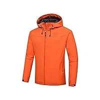 minetom hommes veste de randonnée imperméables softshell coupe-vent outdoor printemps automne sportif manteau avec capuche b orange l