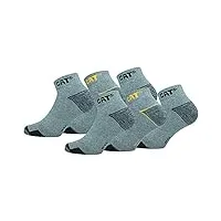 caterpillar 6 paires chaussettes de travail basses sneaker cat pour hommes prévention des accidents renforcées au talon et à la pointe coton d'excellente qualité (gris melange, 43-46)
