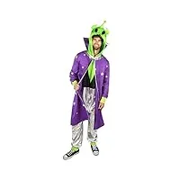 tipsy elves costume d'alien vert d'halloween pour homme avec étoiles brillantes et galaxie violette taille s
