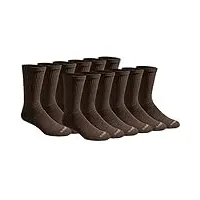 dickies chaussettes dri-tech moisture control crew pour homme, essential worker brown (12 paires), shoe size: 6-12