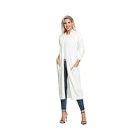 grace karin vintage cardiagn femme manches longue slim fit chaud poches manteau tricot long pull ouvert grande taille cle02380-6 blanc xl