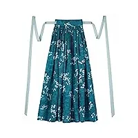 hangerfeng robe ancienne pour femmes hanfu ramie prints jupe trapèze plissée taille haute 065 l