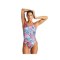 arena maillot de bain une pièce d'entraînement athlétique maxlife avec dentelle dans le dos, tropicals sketch freak rose, 46 fr femme