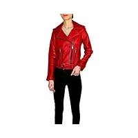 michael michael kors women's red leather moto jacket (xl)
