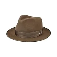 stetson chapeau en feutre de poil kenridge femme/homme - made in the eu pour homme avec doublure, ruban gros grain automne-hiver - 57 cm marron