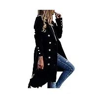 tomwell femme manteau jacket trench coat gilet blazer manteau hiver femme bouton de mode long veste ol vintage chaud manches longues en laine (l, a noir)
