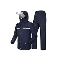m gyejiaqu combinaison de pluie imperméable et réfléchissante pantalon de pluie extérieur homme/femme blouson léger veste de randonnée（l, marine）